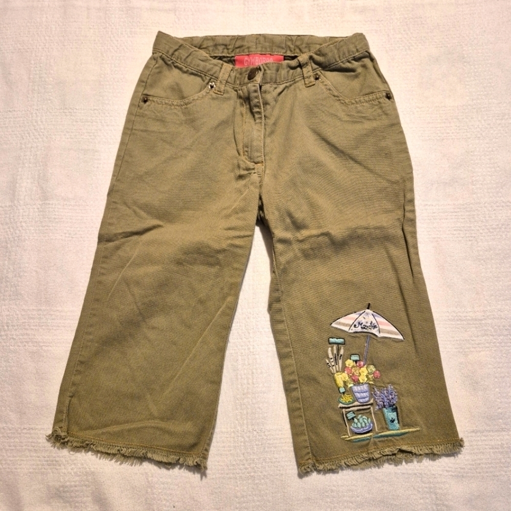 Gymboree girls size 5 Bonjour Provence green capris Vintage 2004 VGUC